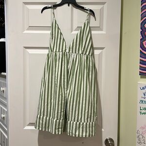 green and white stripe mini dress